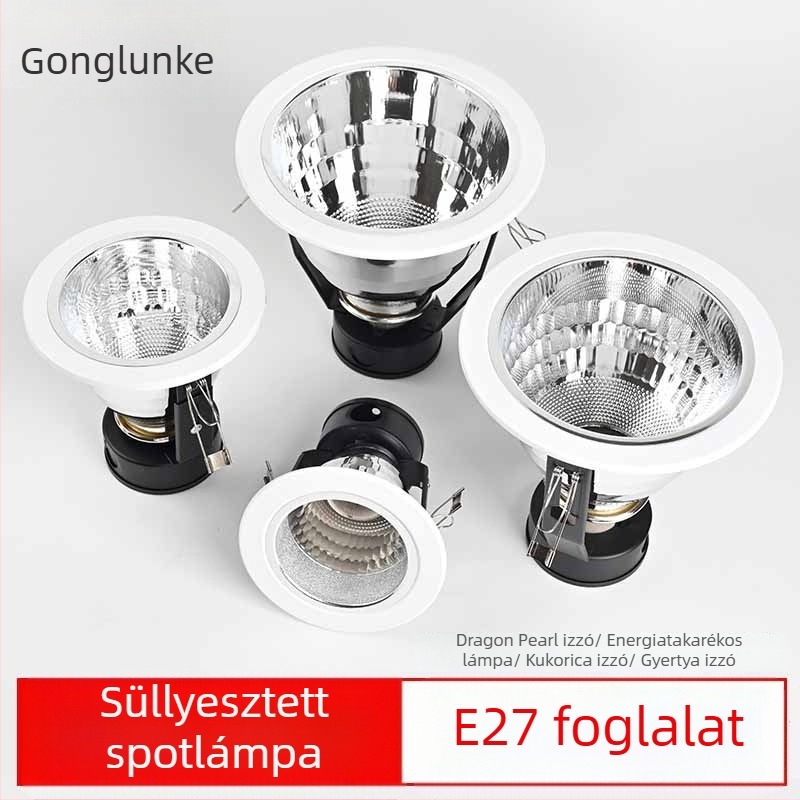 6 hüvelykes beépíthető LED mennyezeti downlight E27 foglalattal, alumínium ház, 6000K fehér fény, 11-15W
