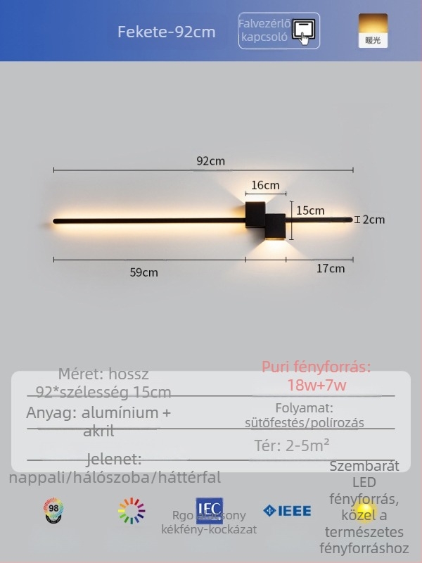 Minimalista lineáris falikar, hosszú csík alakú világítás, ideális hálószobába és modern nappaliba
