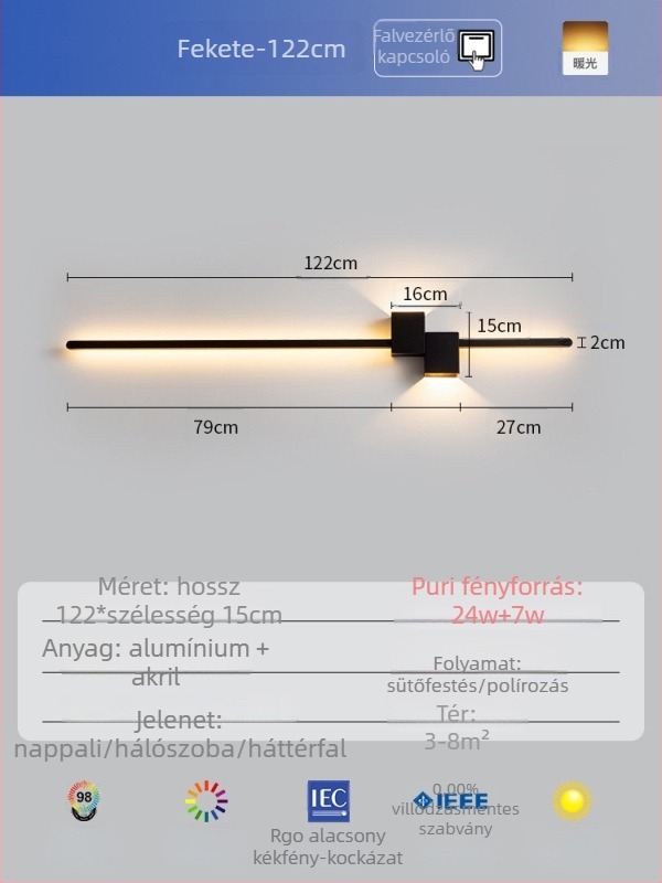Minimalista lineáris falikar, hosszú csík alakú világítás, ideális hálószobába és modern nappaliba