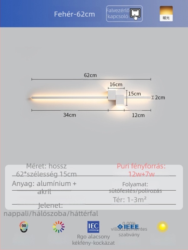 Minimalista lineáris falikar, hosszú csík alakú világítás, ideális hálószobába és modern nappaliba
