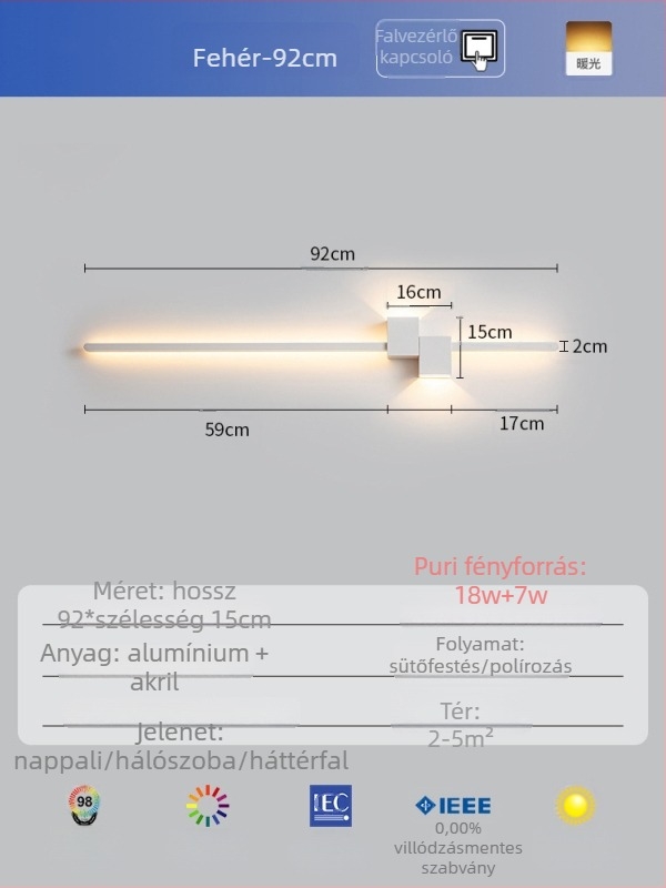 Minimalista lineáris falikar, hosszú csík alakú világítás, ideális hálószobába és modern nappaliba
