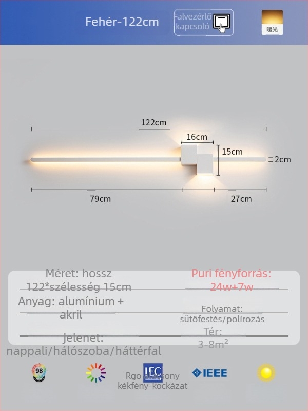 Minimalista lineáris falikar, hosszú csík alakú világítás, ideális hálószobába és modern nappaliba