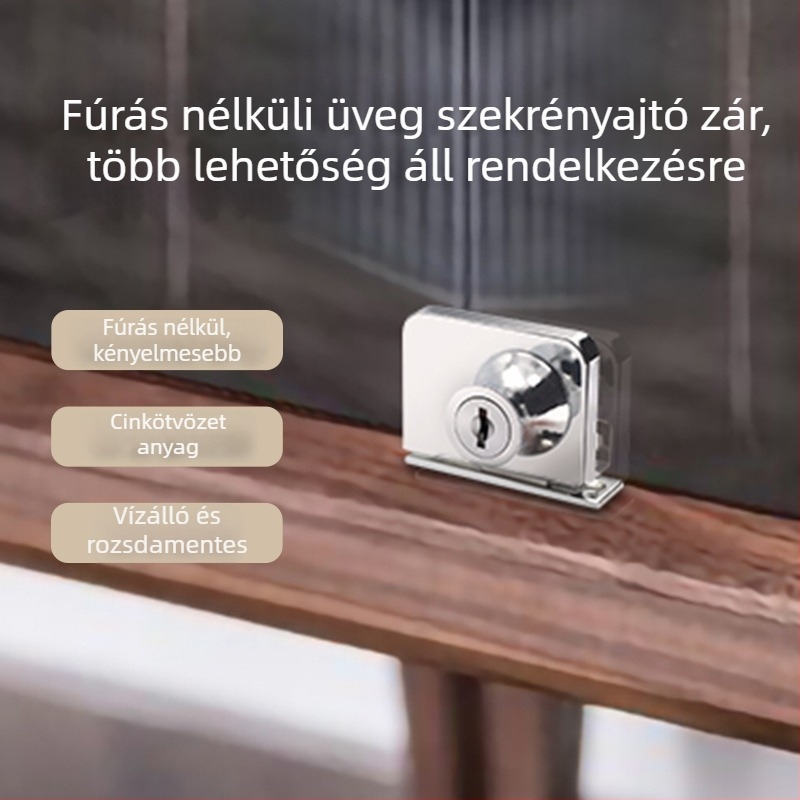 Kétajtós üveg szekrény zár, modell 409; vitrín zár modell 407; 328 fogú zár