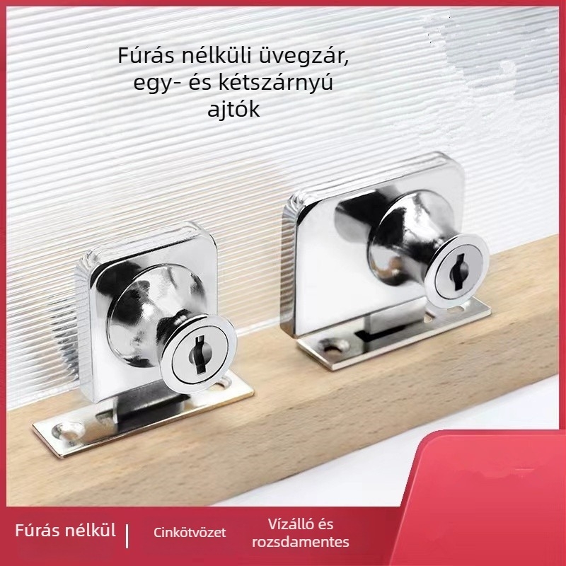 Kétajtós üveg szekrény zár, modell 409; vitrín zár modell 407; 328 fogú zár
