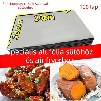 Vastagított alumíniumfólia lapok hőlégsütőhöz, háztartási használatra, hús és hal grillzéséhez, olajat elválasztó papír