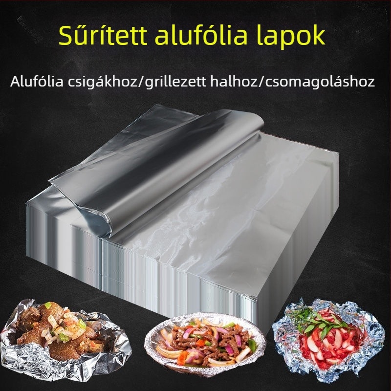 Vastagított alumíniumfólia lapok hőlégsütőhöz, háztartási használatra, hús és hal grillzéséhez, olajat elválasztó papír