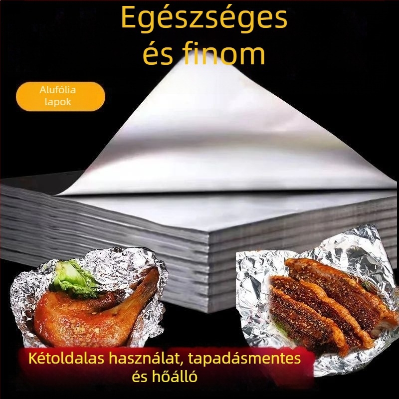 Vastagított alumíniumfólia lapok hőlégsütőhöz, háztartási használatra, hús és hal grillzéséhez, olajat elválasztó papír
