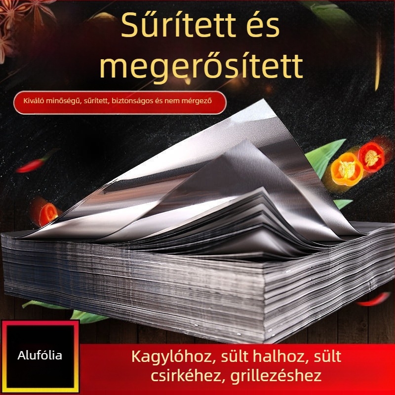 Vastagított alumíniumfólia lapok hőlégsütőhöz, háztartási használatra, hús és hal grillzéséhez, olajat elválasztó papír