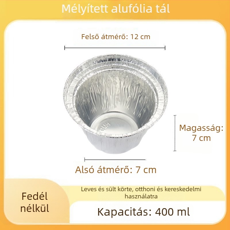 Egyszer használatos alumíniumfóliás pohár sült körtékhez, kerek formájú, élelmiszer-biztonsági minőségű, fedéllel