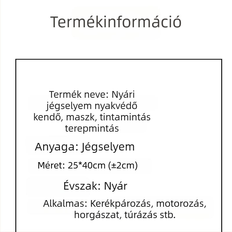 Nyári kerékpáros maszk jégselyem nyakgallérral, szélvédő, uniszex napvédő sapka horgászathoz