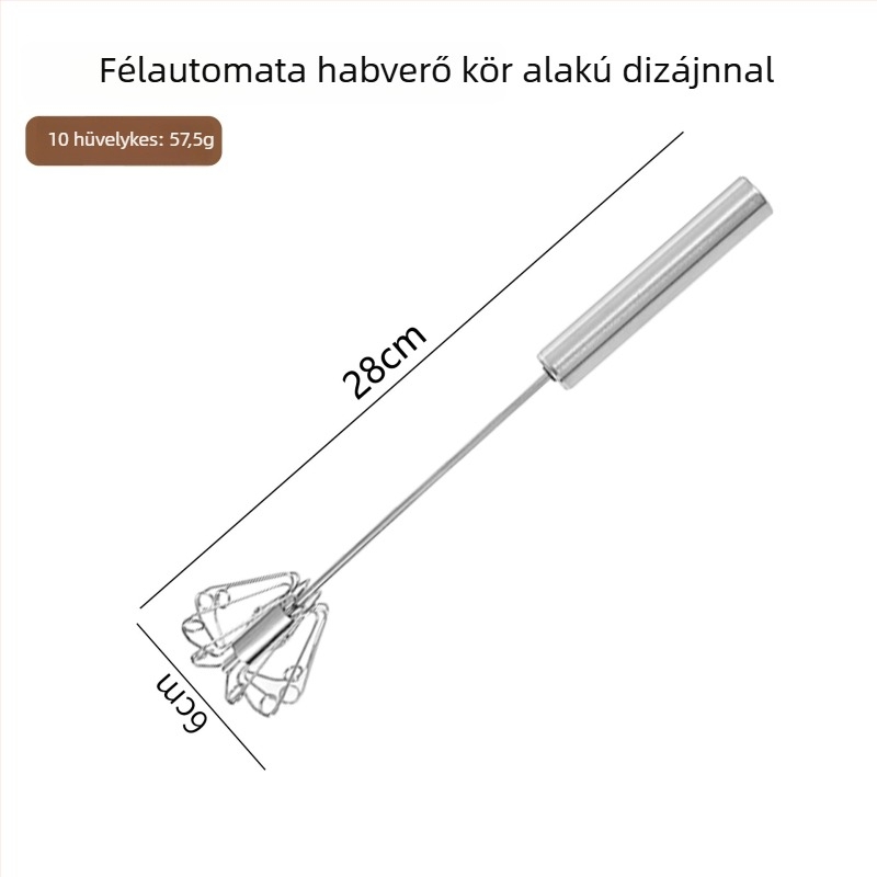 Rozsdamentes acélból készült fél-automatizált forgó tojásfelverő, kézi nyomású forgatással, sütőeszköz