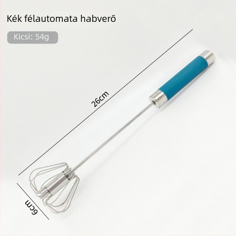 Rozsdamentes acélból készült fél-automatizált forgó tojásfelverő, kézi nyomású forgatással, sütőeszköz
