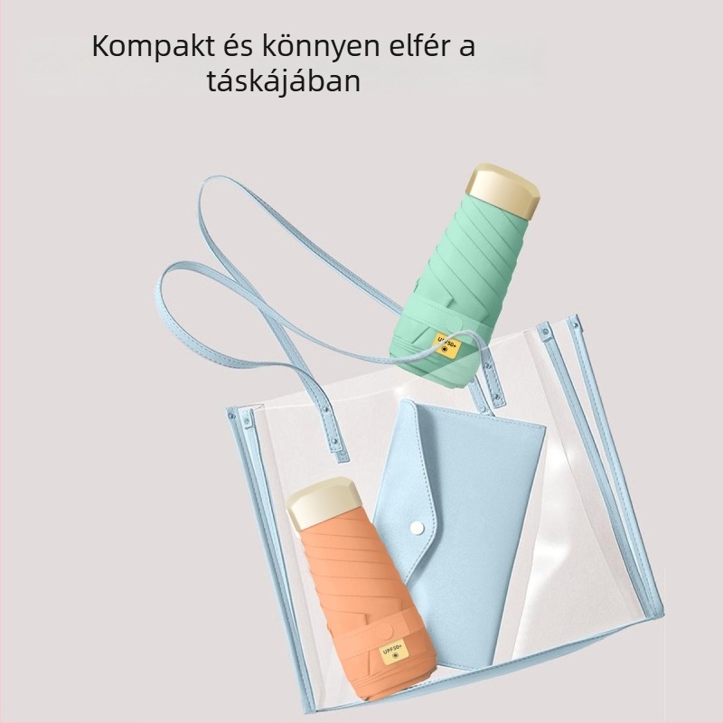 Ultra könnyű, kompakt öt részes zseb esernyő UV védelemmel, személyre szabható ajándékokhoz