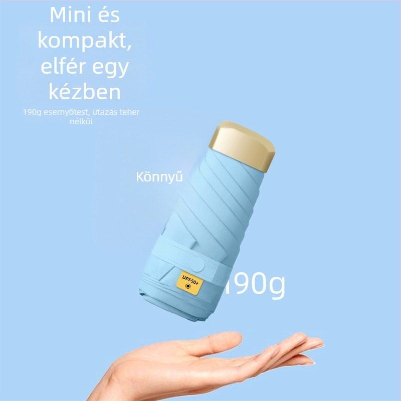 Ultra könnyű, kompakt öt részes zseb esernyő UV védelemmel, személyre szabható ajándékokhoz