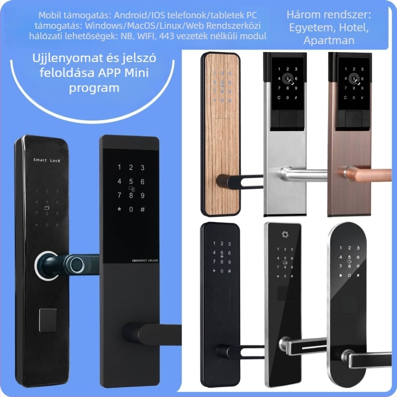 Alkalmazásvezérlésű Bluetooth okoszár – jelszavas zár apartmanok és hotelek számára, Wi-Fi, TTLock, rozsdamentes acélból