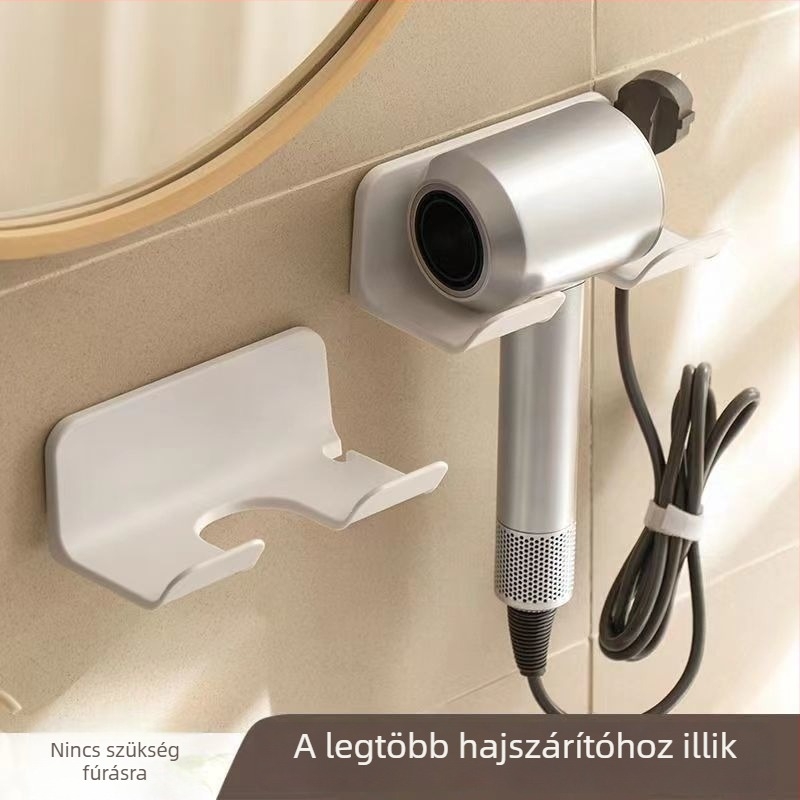 Fali polc hajszárító tárolására – fúrás nélkül, fürdőszoba, többszintes
