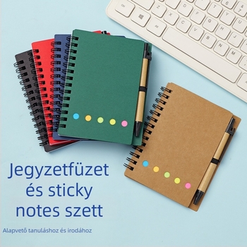 Kraft papír spirálfüzet N-szoros ragasztós jegyzetekkel, önzáró és téphető feljegyzések, testreszabható