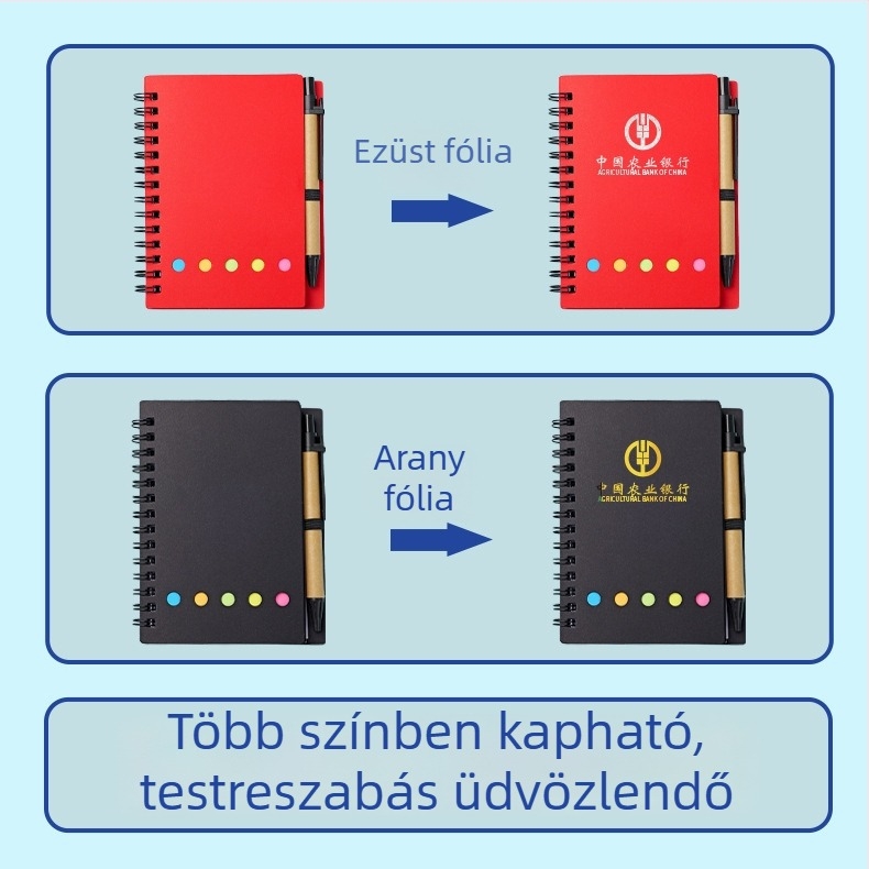 Kraft papír spirálfüzet N-szoros ragasztós jegyzetekkel, önzáró és téphető feljegyzések, testreszabható