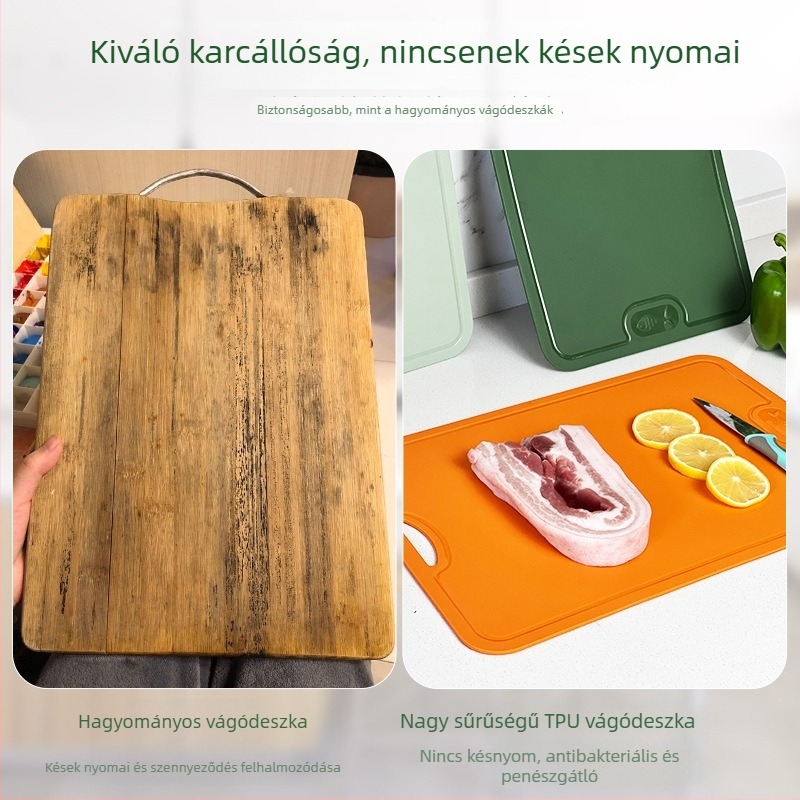 TPU hajlékony vágódeszka, hajtogatható, kétoldalas, karcolásálló, gyümölcsök és zöldségek számára, műanyag konyhai deszka