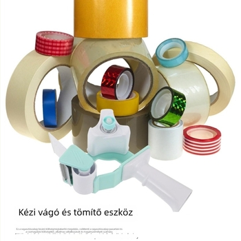 2 hüvelykes műanyag doboz-záró készülék 5 cm-es átlátszó ragasztószalag vágóval és szalag tartóval