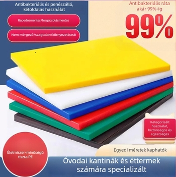 Élelmiszer-minőségű PE vastagított négyszögletes vágódeszka, penészmentes, antibakteriális, repedésálló, kétoldalas, otthoni és kereskedelmi használatra csontvágáshoz.