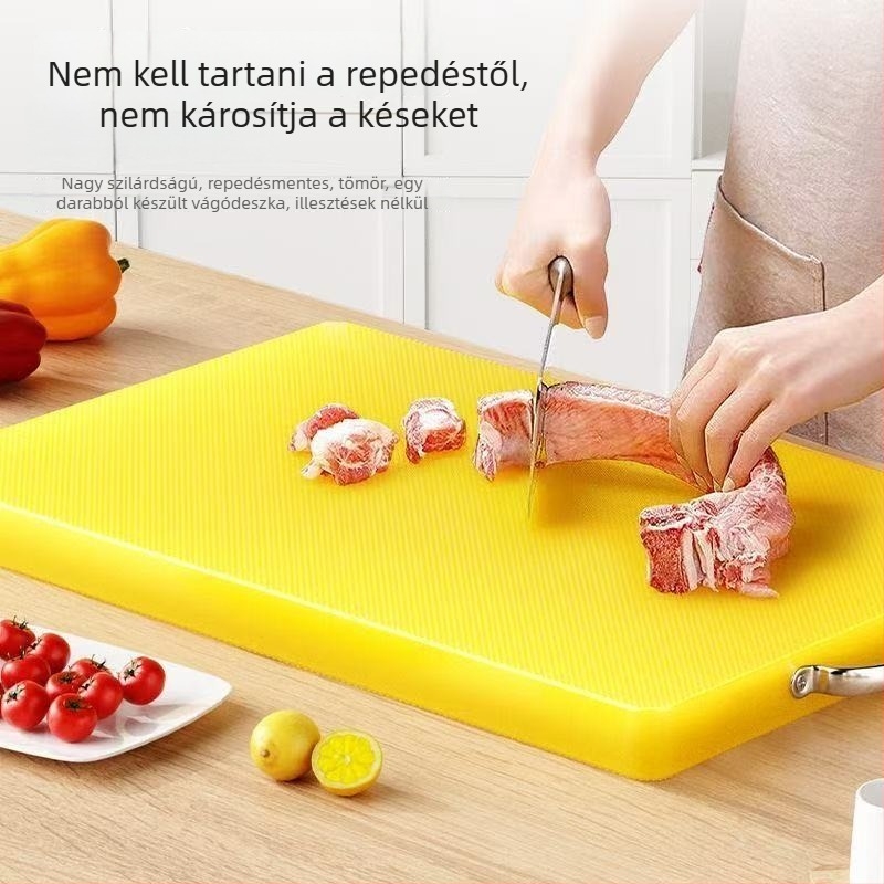 Élelmiszer-minőségű PE vastagított négyszögletes vágódeszka, penészmentes, antibakteriális, repedésálló, kétoldalas, otthoni és kereskedelmi használatra csontvágáshoz.