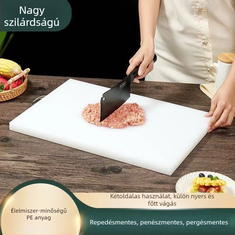 Élelmiszer-minőségű PE vastagított négyszögletes vágódeszka, penészmentes, antibakteriális, repedésálló, kétoldalas, otthoni és kereskedelmi használatra csontvágáshoz.
