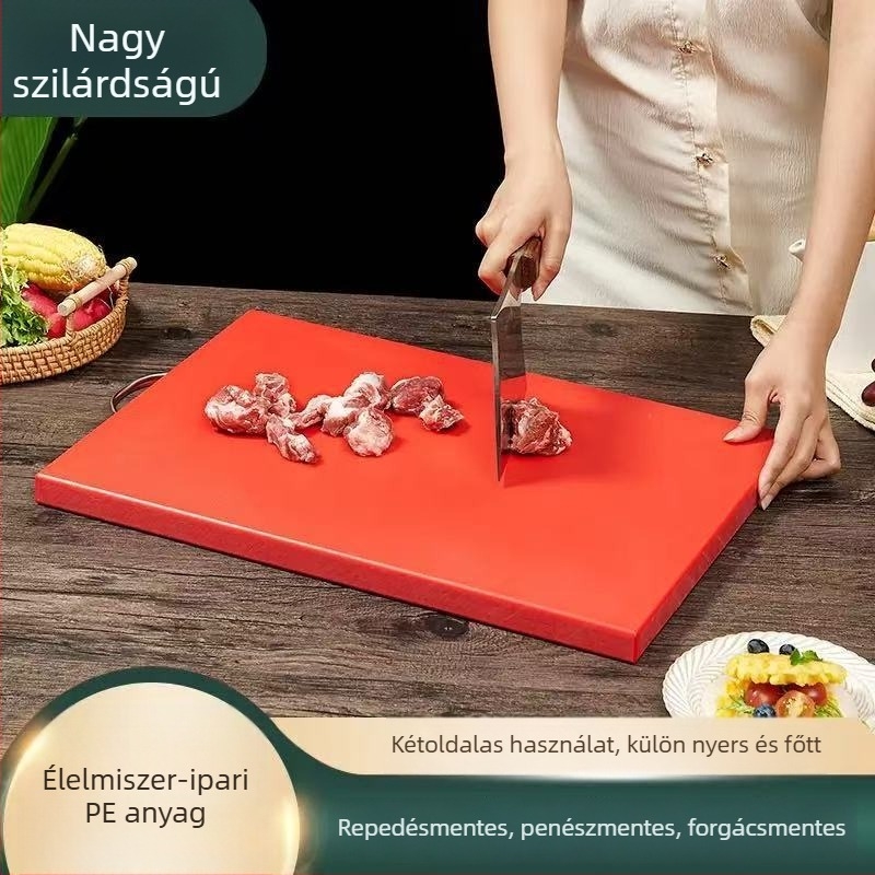 Élelmiszer-minőségű PE vastagított négyszögletes vágódeszka, penészmentes, antibakteriális, repedésálló, kétoldalas, otthoni és kereskedelmi használatra csontvágáshoz.