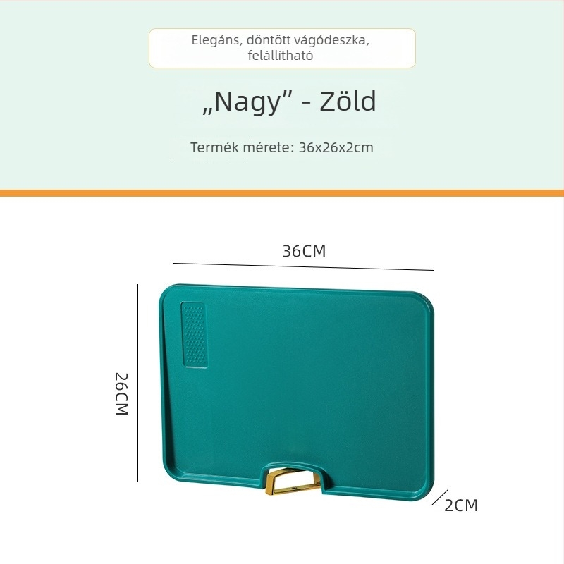 Függőleges, kétoldalas négyszögletes vágódeszka, vastított, antibakteriális és penészálló műanyagból, kollégiumi és otthoni használatra