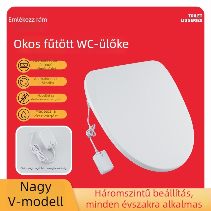 Szabályozható hőmérsékletű WC-ülőke fűtéssel, U- és V-alakú fedéllel (Nagy U, Nagy V, Standard U, Standard V), PP anyag, stílus: standard / világos luxus