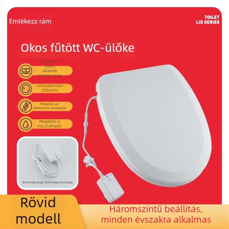 Szabályozható hőmérsékletű WC-ülőke fűtéssel, U- és V-alakú fedéllel (Nagy U, Nagy V, Standard U, Standard V), PP anyag, stílus: standard / világos luxus