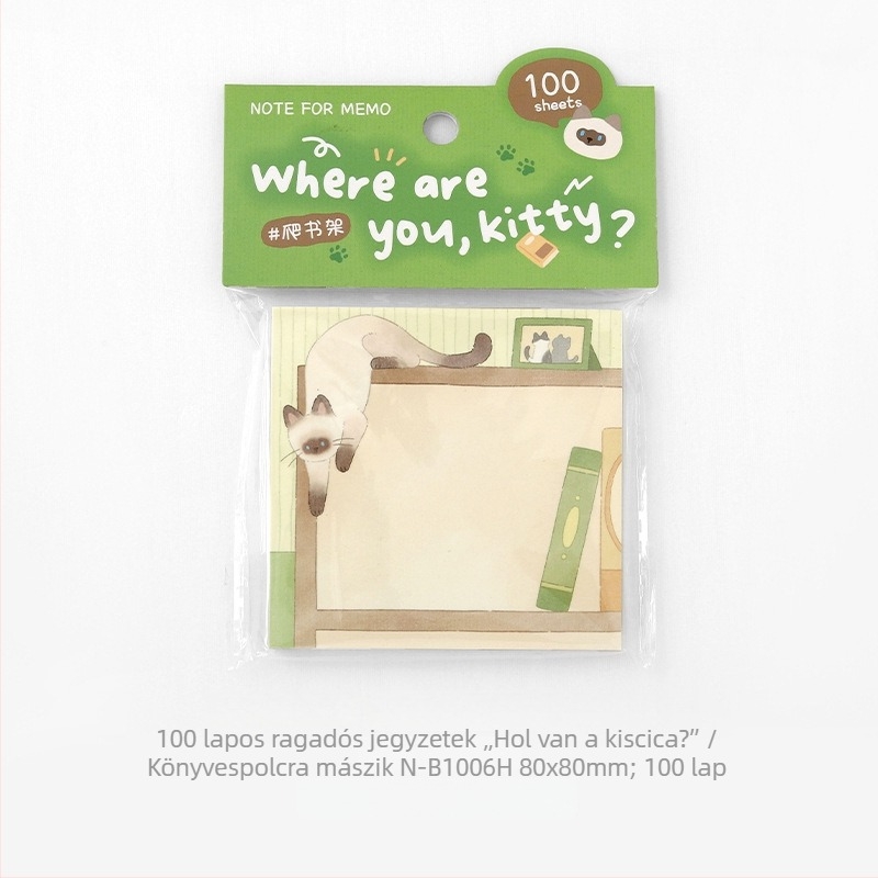 100 macskás jegyzet, ragasztómentes, elegáns és egyszerű dizájn, művészi stílus