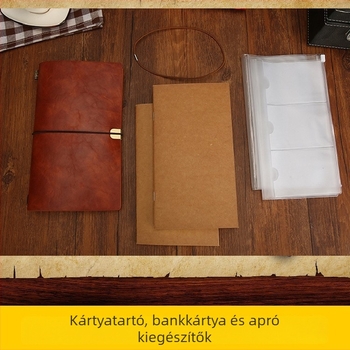 A6 retro notesz pántos záróval, testreszabható puha bőrkötésű planner, utazási zsebnapló kártyatartóval és levehető lapokkal