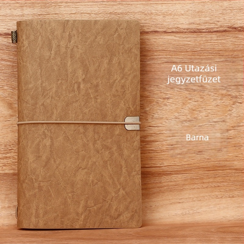 A6 retro notesz pántos záróval, testreszabható puha bőrkötésű planner, utazási zsebnapló kártyatartóval és levehető lapokkal