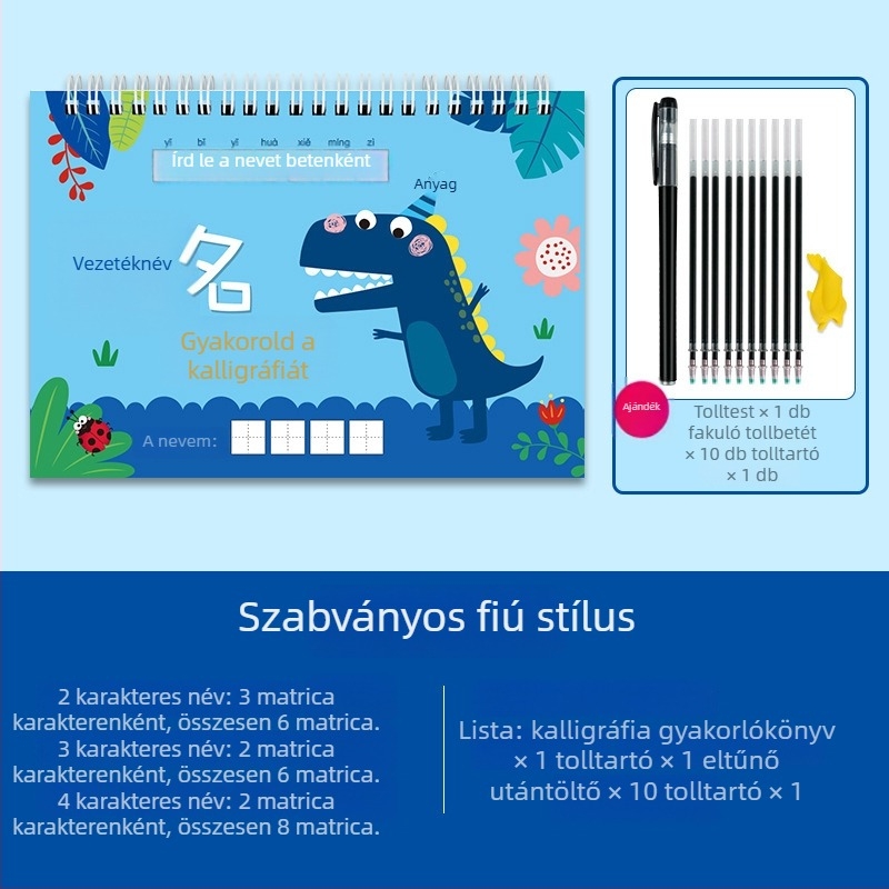 Óvodásoknak szóló kínai karakterek írásgyakorló könyv – tollvonási sorrend, konkáv–konvex hornyok, névgyakorlás