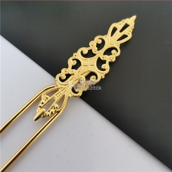 U alakú vas hajtű Hanfu fejfedőhöz, virágos dísz, DIY vastagított hosszú csík