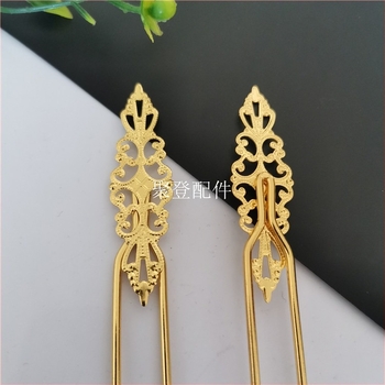 U alakú vas hajtű Hanfu fejfedőhöz, virágos dísz, DIY vastagított hosszú csík