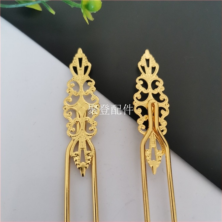 U alakú vas hajtű Hanfu fejfedőhöz, virágos dísz, DIY vastagított hosszú csík
