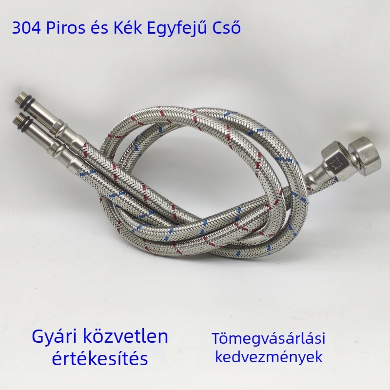 304 rozsdamentes acél forró/hideg víz beömlő cső, kettős cső készlet, gyorscsatlakozás, hőmérséklet- és nyomásálló zuhanyfej