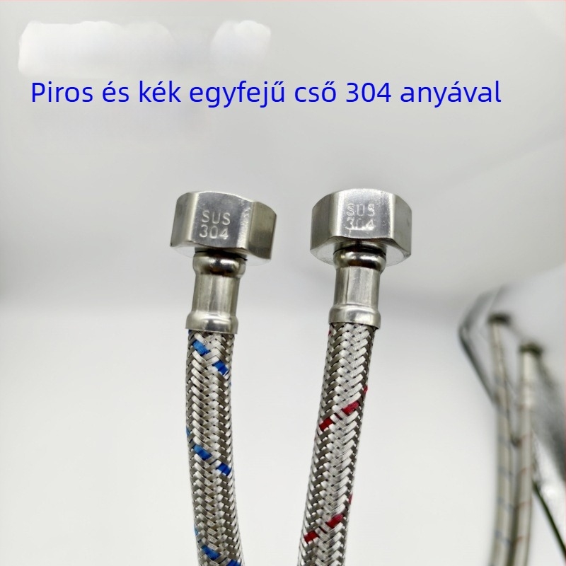 304 rozsdamentes acél forró/hideg víz beömlő cső, kettős cső készlet, gyorscsatlakozás, hőmérséklet- és nyomásálló zuhanyfej