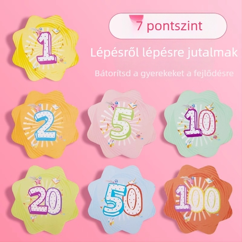 Általános iskolás diákok jutalompont-kártyája – bátorító és dicsérő kártya az osztálynak, a családnak és a gyerekeknek