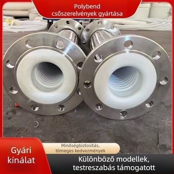Rozsdamentes acél fémcső flanggal, PTFE-bélésű, nagy nyomású fonott tömlő