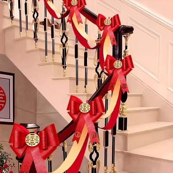 Esküvői lépcsőkorlát díszítő készlet bojtokkal