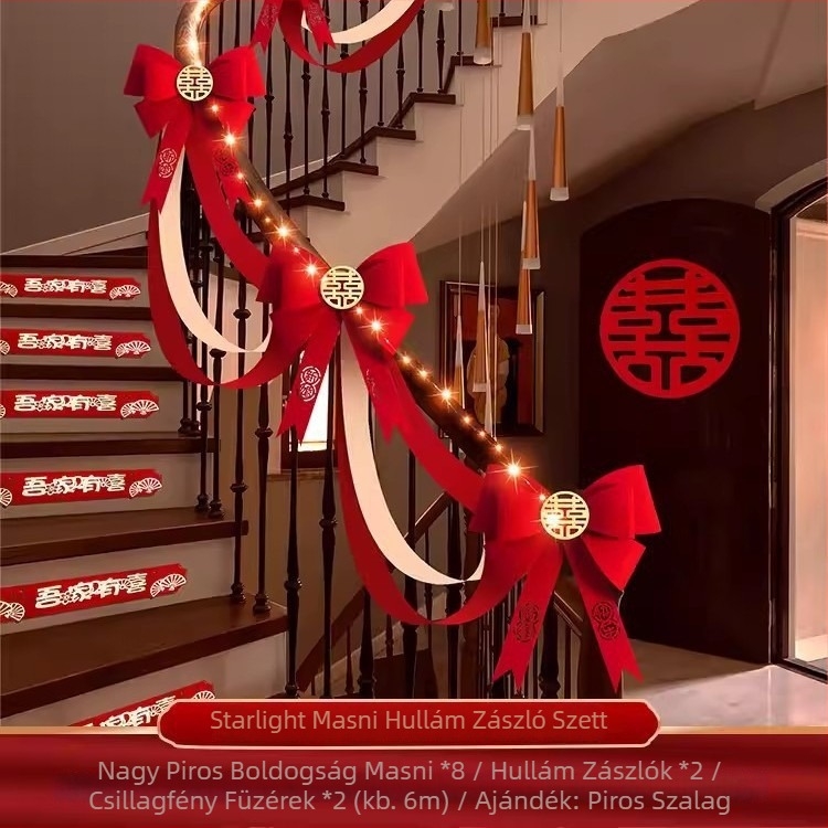 Esküvői lépcsőkorlát díszítő készlet bojtokkal