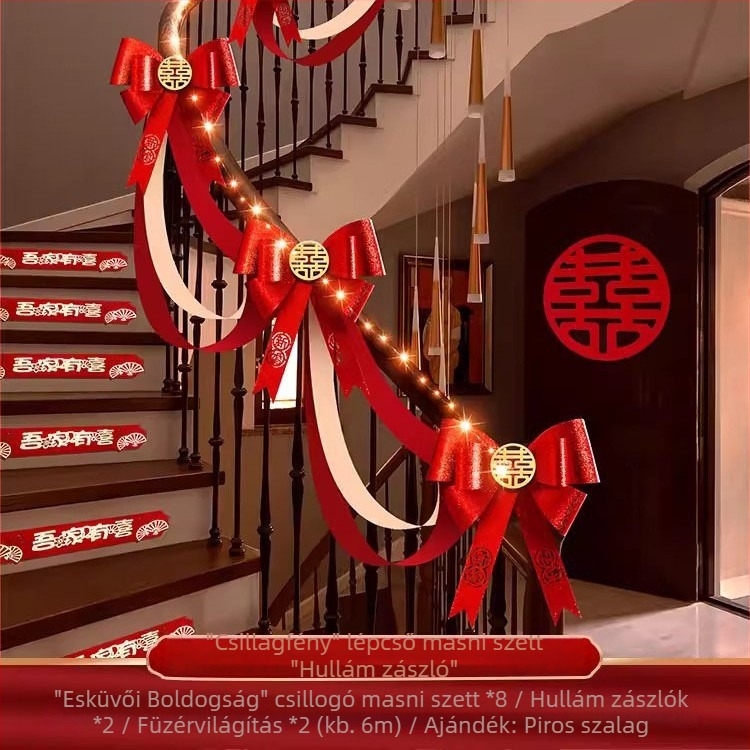 Esküvői lépcsőkorlát díszítő készlet bojtokkal
