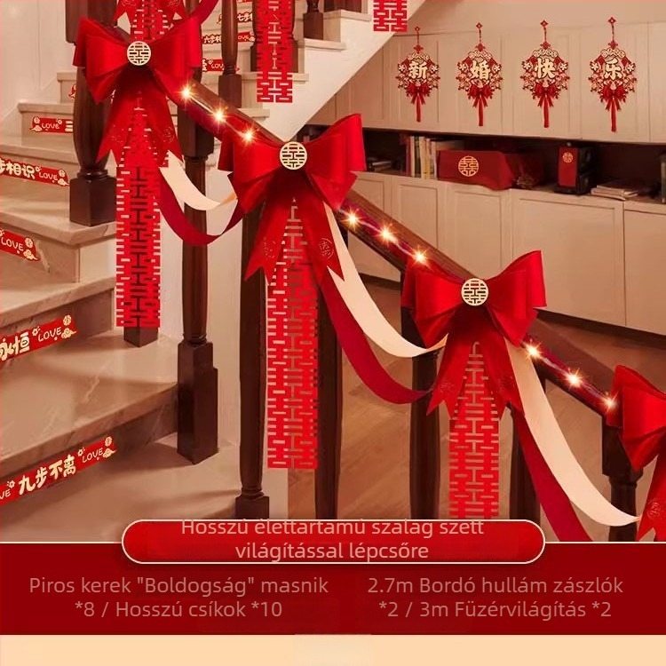 Esküvői lépcsőkorlát díszítő készlet bojtokkal