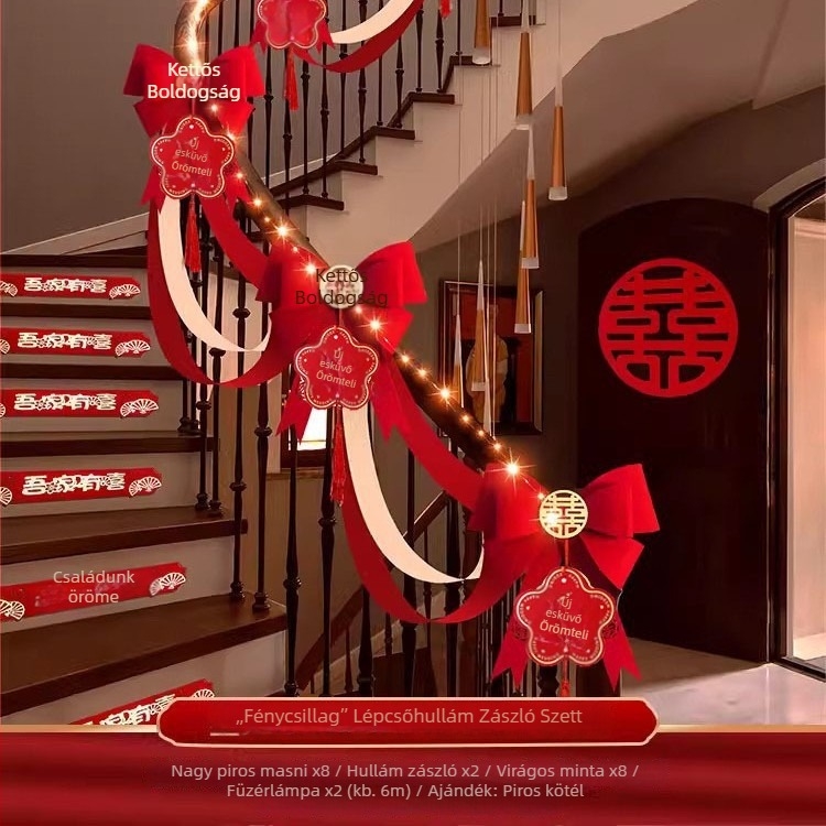 Esküvői lépcsőkorlát díszítő készlet bojtokkal