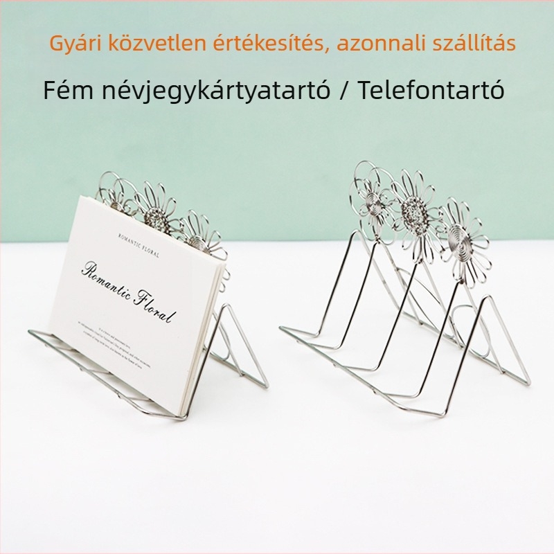 Kreatív fém margaréta alakú névjegykártyatartó és asztali telefontartó – kettős funkció