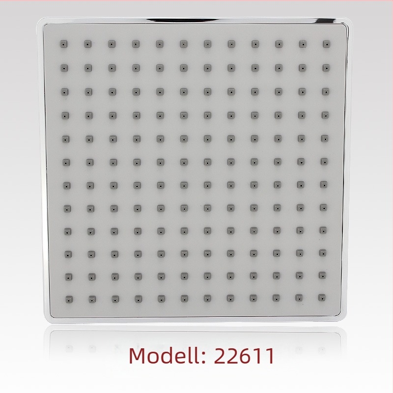 Négyzet alakú zuhanyfej felső permetezéssel, ABS, 8 hüvelyk, elektroplatinált, falra szerelhető