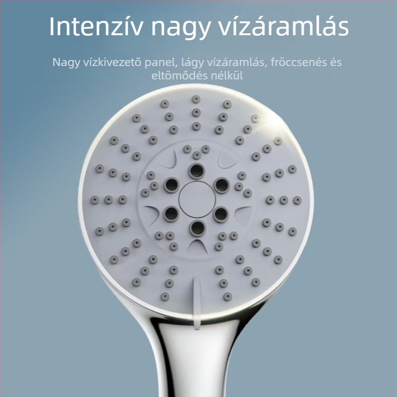 Nyomásos zuhanyfej készlet nagy kifúvónyílásokkal, rozsdamentes acélból, kerek formájú, modern dizájn